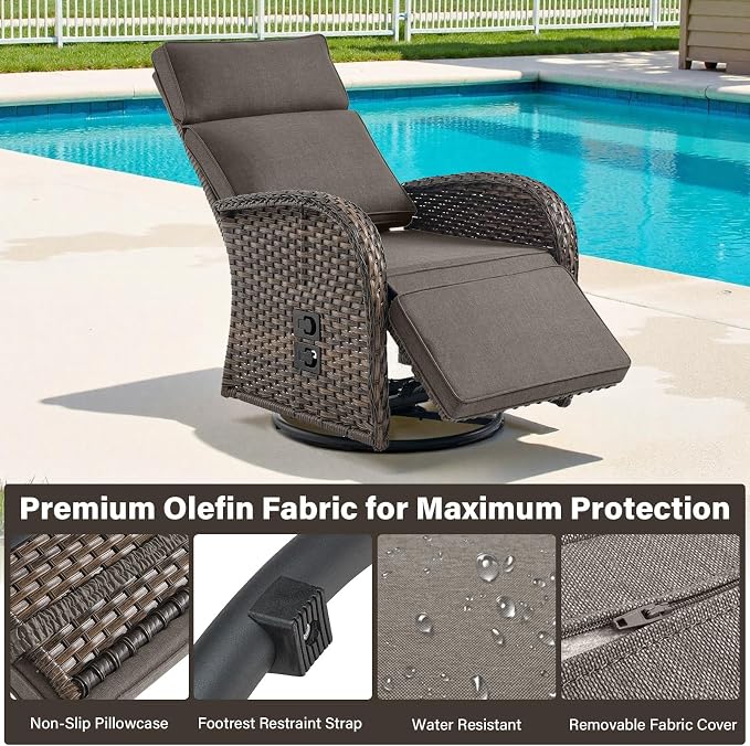 Swivel Outdoor Recliner Chair Set of 2 - Image 6