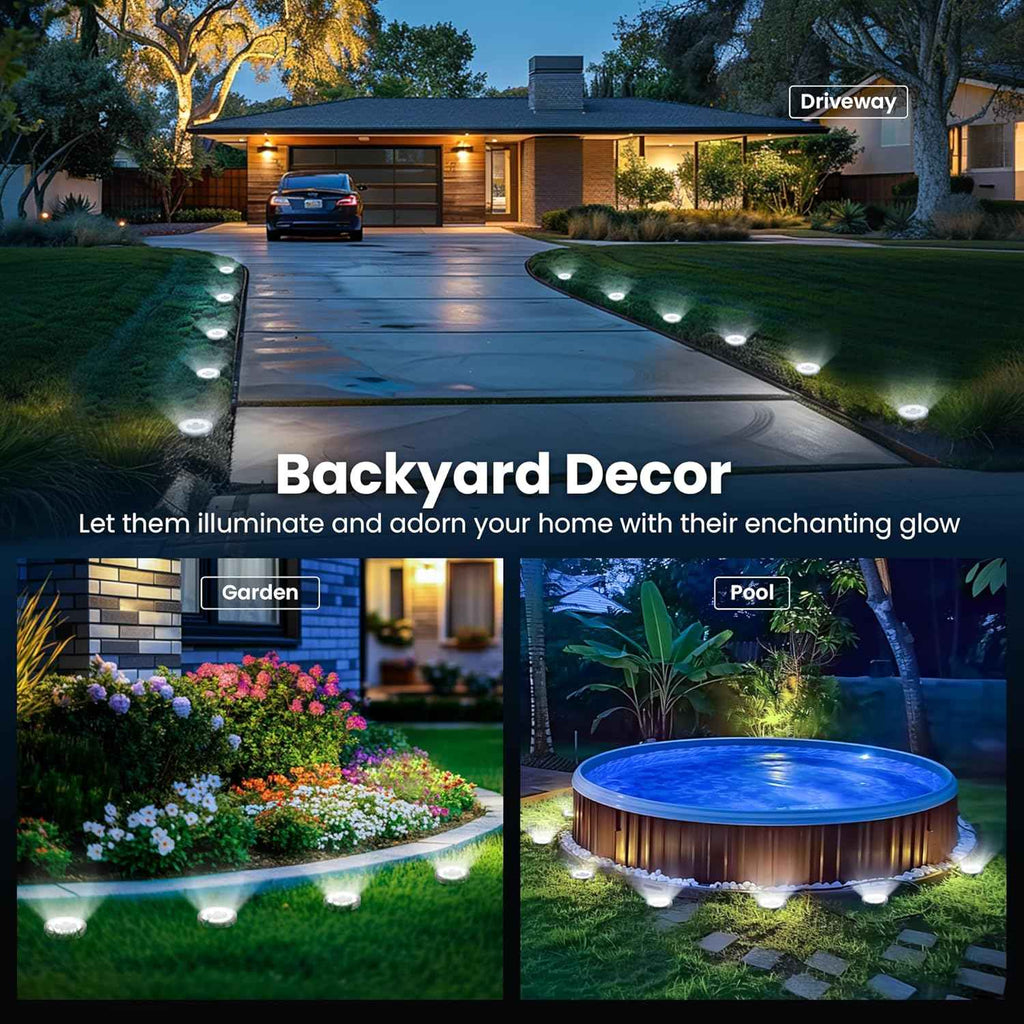 SOLPEX 10 Pack Solar Ground Lights Outdoor, Backyard Decor Cool White | IP65 Waterproof Stainless Steel Landscape Lighting for Walkway, Driveway, Pathway, Garden, Patio