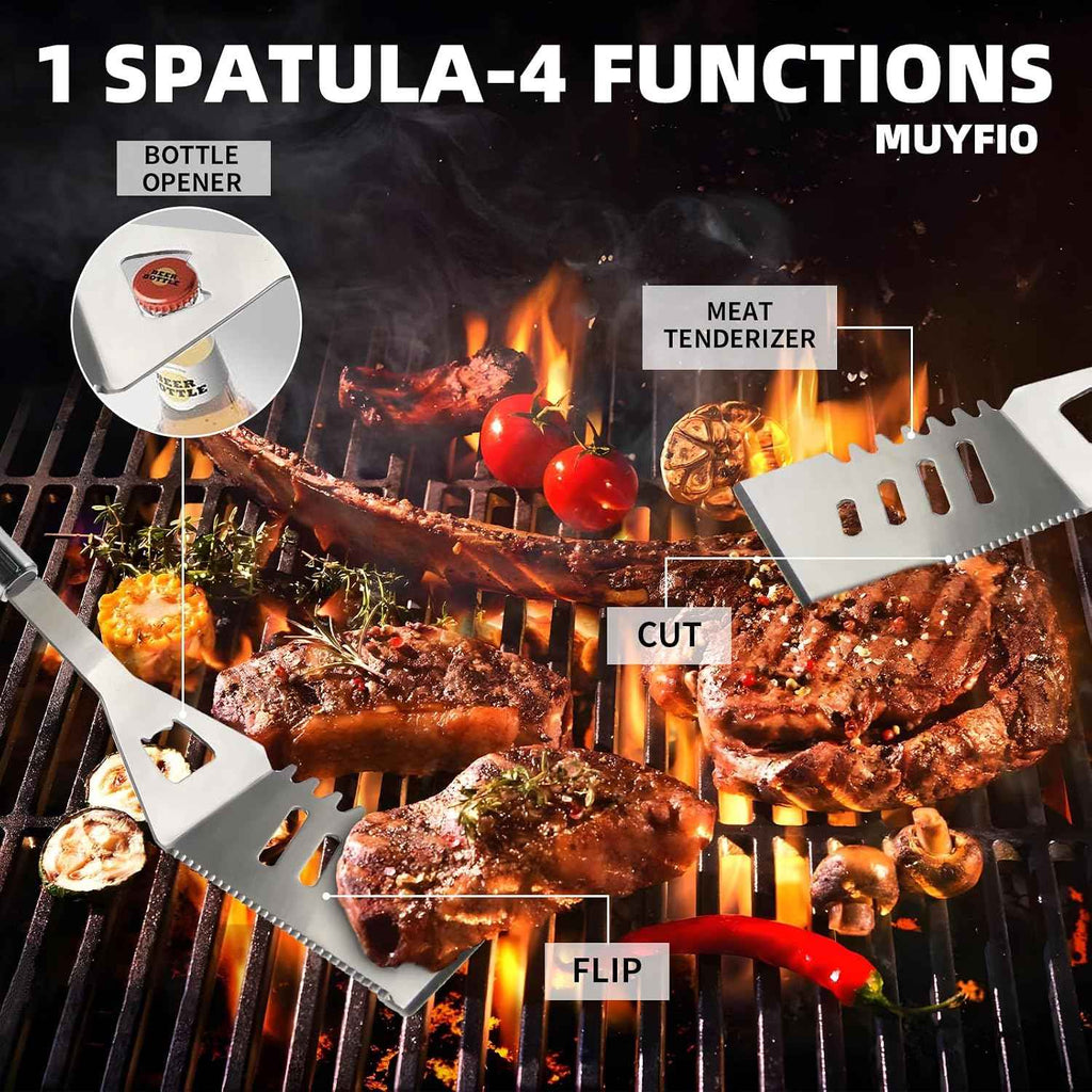 11Pcs Stainless Steel BBQ Grilling Accessories Set, Dad Gifts for Fathers Day Grilling Gifts,Portable Practical Grill Tools Utensils Kit with Storage Bag for Outdoor Grill Camping Backyard