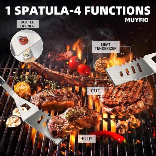 11Pcs Stainless Steel BBQ Grilling Accessories Set, Dad Gifts for Fathers Day Grilling Gifts,Portable Practical Grill Tools Utensils Kit with Storage Bag for Outdoor Grill Camping Backyard