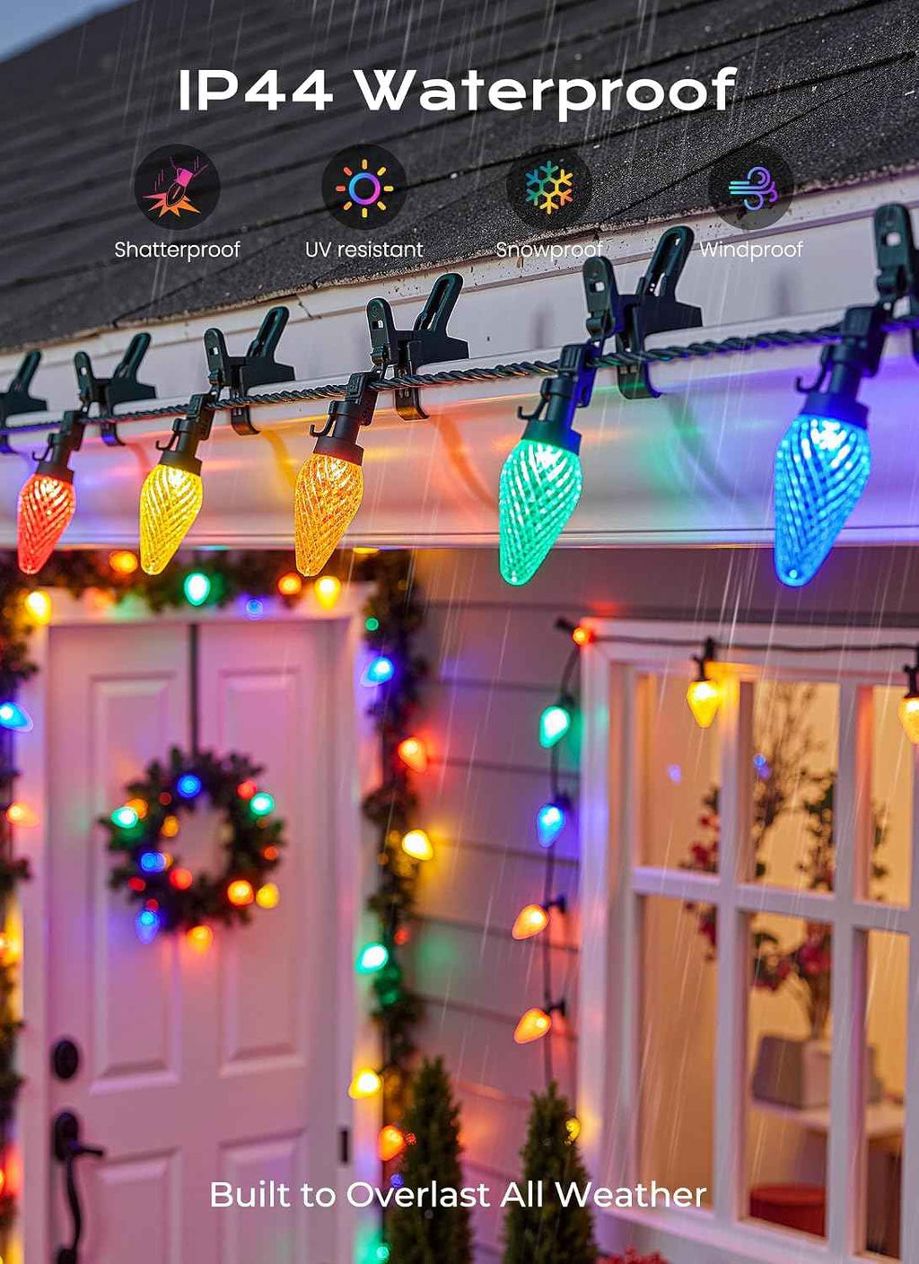 Minetom C9 Outdoor Christmas Lights, 72 FT 110 LED C9 String Lights, 8 Modes & Timer Connectable Waterproof for Christmas Tree Light Indoor Outdoor Xmas Decor, Multicolor