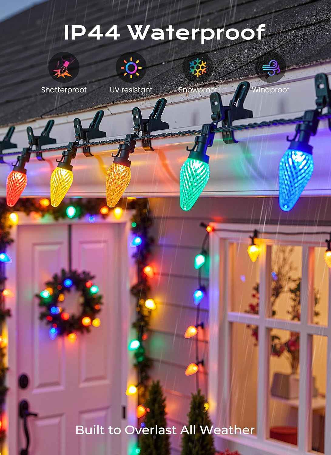 Minetom C9 Outdoor Christmas Lights, 72 FT 110 LED C9 String Lights, 8 Modes & Timer Connectable Waterproof for Christmas Tree Light Indoor Outdoor Xmas Decor, Multicolor