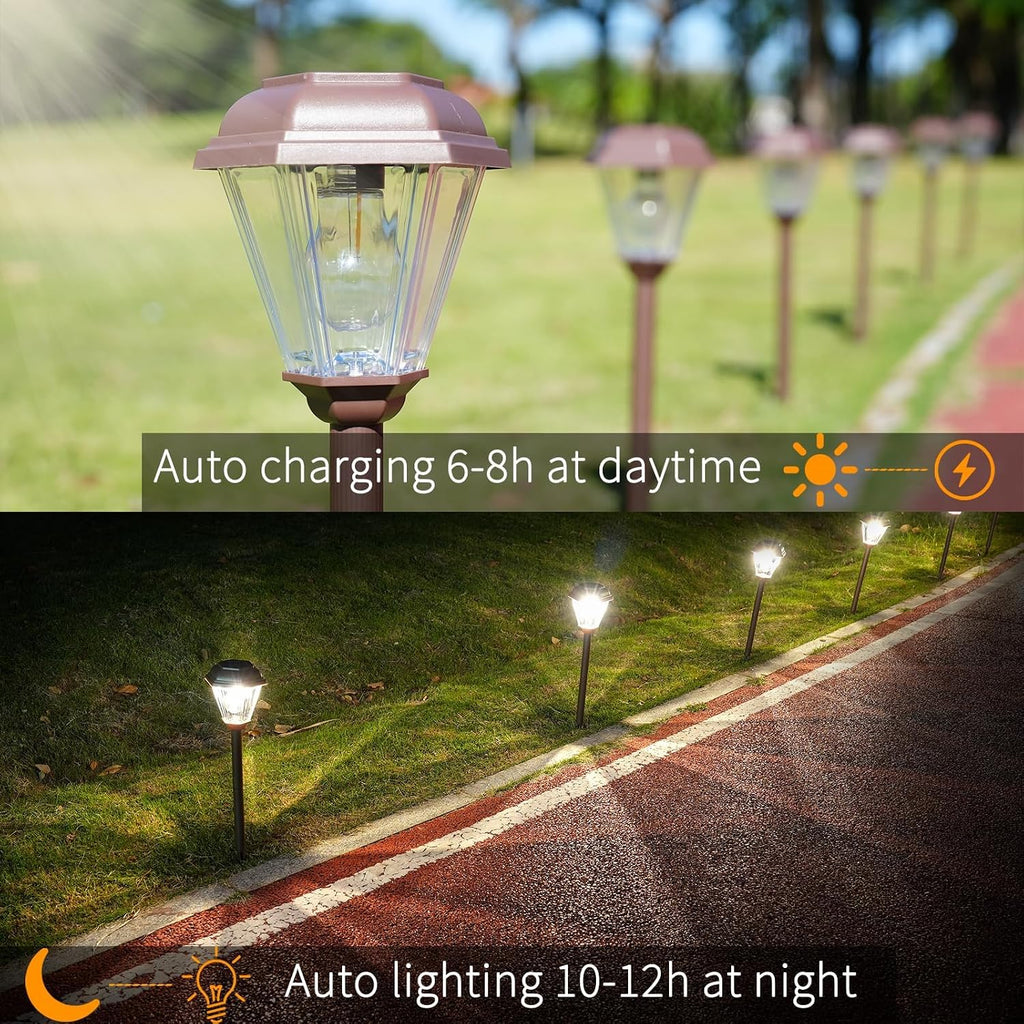Sublume Solar Pathway Lights Outdoor 4 Pack, Solar Landscape Lights with 1000mAh Battery, IP 65 Waterproof, Auto On/Off,Warm White Solar Walkway Lights for Driveway, Yard, Garden Decor