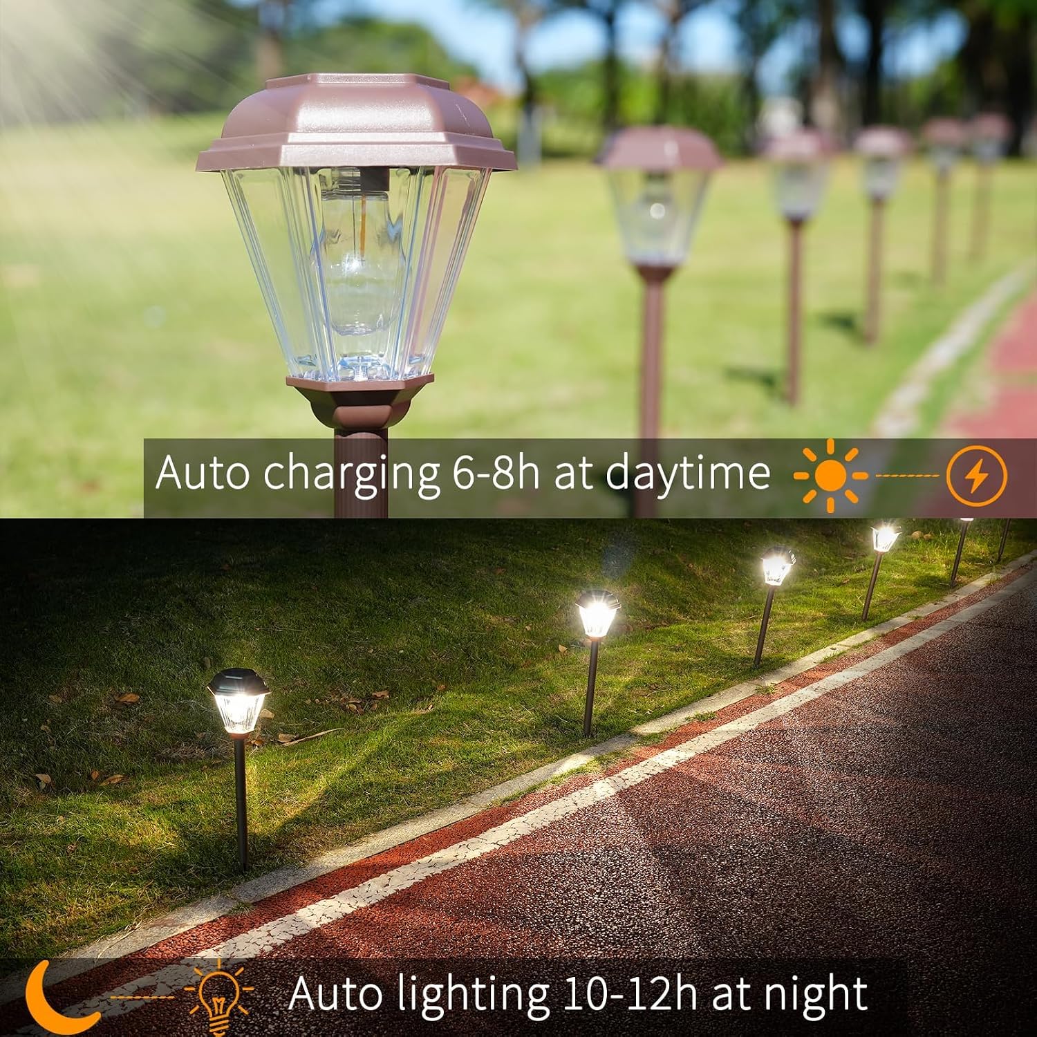 Sublume Solar Pathway Lights Outdoor 4 Pack, Solar Landscape Lights with 1000mAh Battery, IP 65 Waterproof, Auto On/Off,Warm White Solar Walkway Lights for Driveway, Yard, Garden Decor