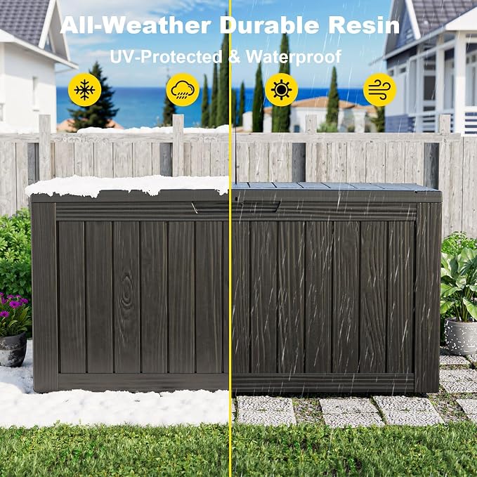 75 Gallon Waterproof Outdoor Storage Box, Resin Deck Box, Lockable Outside - Image 6