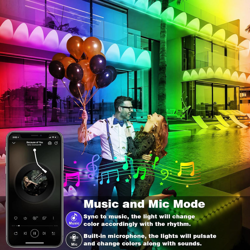 FBZ 300FT Permanent Outdoor RGB Lights - IP67 Waterproof with Smart App Control Remote,DIY Scene Modes, Music Synchronization,Eaves Lights for Garden Decor,Deck,Christmas