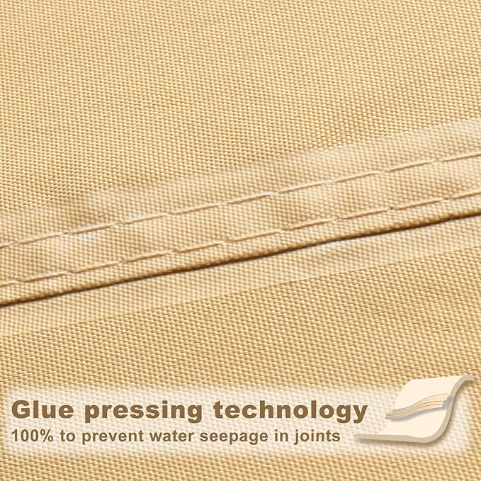 SUNNY GUARD Waterproof Sun Shade Sail 7'x10'x12.2' Sand Right Triangle UV Block - Image 4