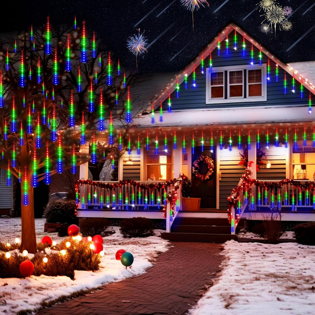 KNONEW 40 Tubes 1440 LED Meteor Shower Lights Christmas Lights Outdoor | 16 Inch Meteor Lights Waterproof Plug in Falling Rain Lights for House Xmas Tree Wedding Party Garden Yard Decorations