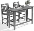 Outdoor Patio Bar Height Table and Tall Adirondack Chairs Set of 2, All-Weather by Suunyn