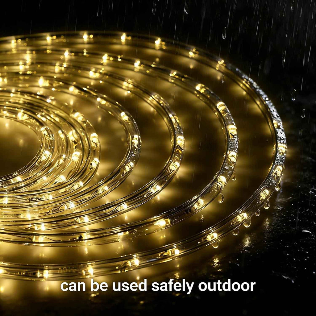 LED Rope Lights, 100ft 110V Waterproof Rope Lights for Outside, Outdoor String Lights, Ideal for Eaves, Backyards Garden, Christmas Decoration(Warm)