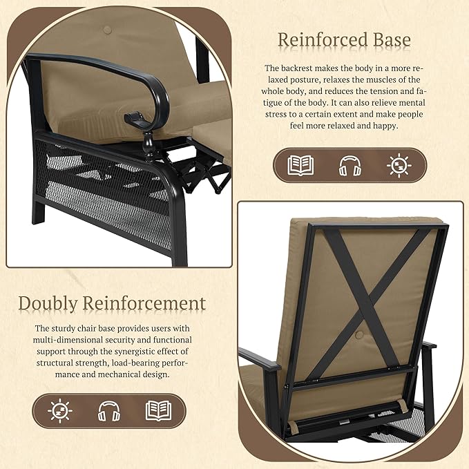 Oakcloud Adjustable Outdoor Lounge Chair Metal Patio Relaxing Recliner Chair - Image 6