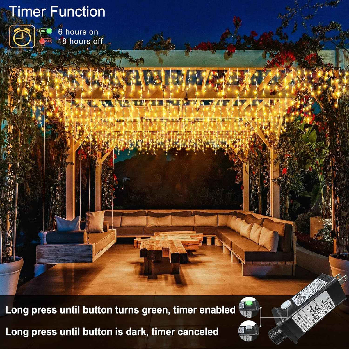33ft 400 LED Icicle Lights for Outside Warm White Christmas Lights Outdoor | Plug in Connectable Twinkle Lights 8 Modes Timer Waterproof for House Patio Eaves Window Party Indoor Holiday Xmas Decoration