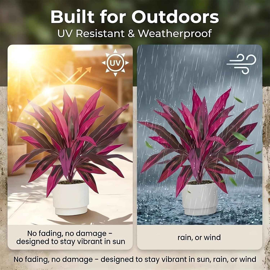 Artificial Tropical Plant UV Resistant Large Faux Plants Outdoor Fake Boston Ferns Potted Plants Realistic Agave Plastic Hostas Greenery Patio Outside Shrubs Flower Grass Front Porch Decor (2, Purple)