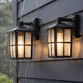 KDG Black Outdoor Waterproof Modern Patio Wall Light Fixtures Set of 2 | E26 Socket Exterior Lanterns & Sconce with Tempered Glass, Wall Mounted Lamps for Home, Front Door, Garden, Garage, Porch