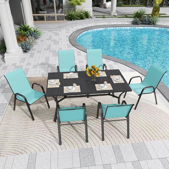 Patio Chairs Set of 6, Stackable Outdoor Dining Chairs - Image 3