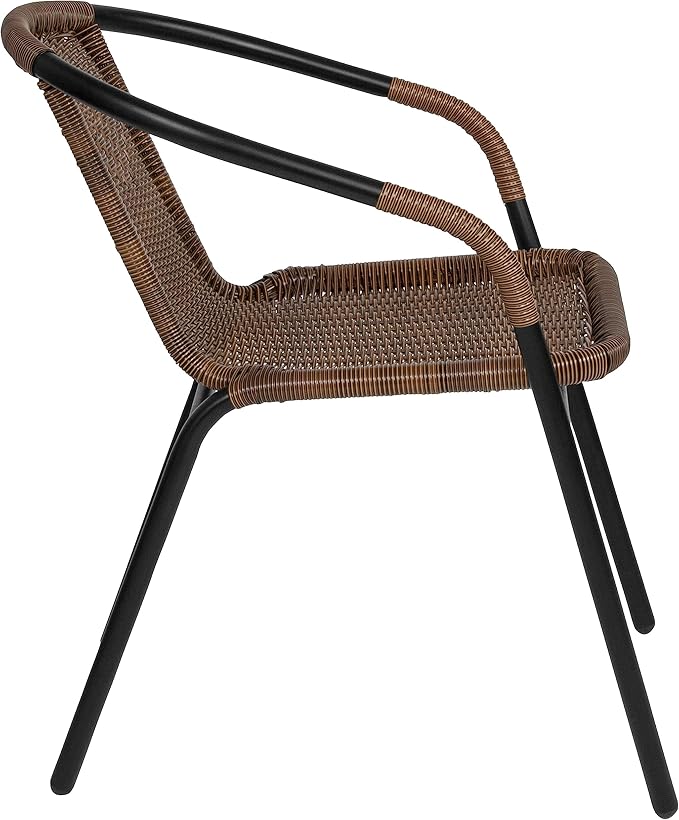 Flash Furniture Lila Medium Brown Rattan Indoor-Outdoor Restaurant Stack Chair - Image 9