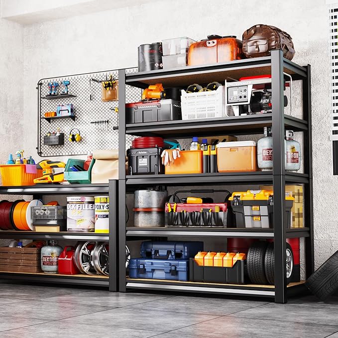 Set of 2 Garage Shelving Heavy Duty Storage Shelves, Metal Adjustable Shelving - Image 2