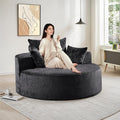 Oversized Round Chaise Longue Chair Indoor, Modern 55-inch Upholstered Chenille by Antetek