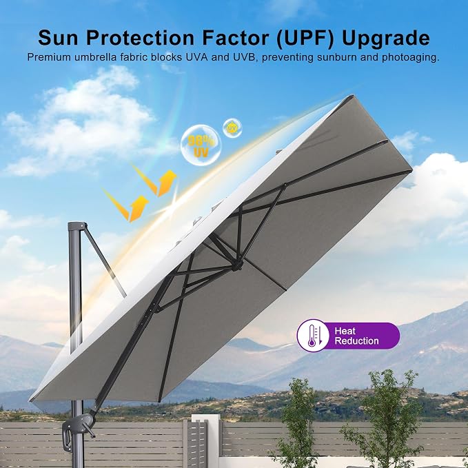 PURPLE LEAF 9' X 11.5' Rectangle Cantilever Umbrella - Image 8