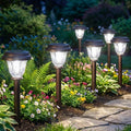 DERAYSION 8 Pack Solar Lights Outdoor Pathway, Stainless Steel Glass Solar Garden Lights, Auto On/Off Long-Lasting Waterproof Outdoor Solar Lights for Yard, Landscape, Path, Driveway, Walkway Décor