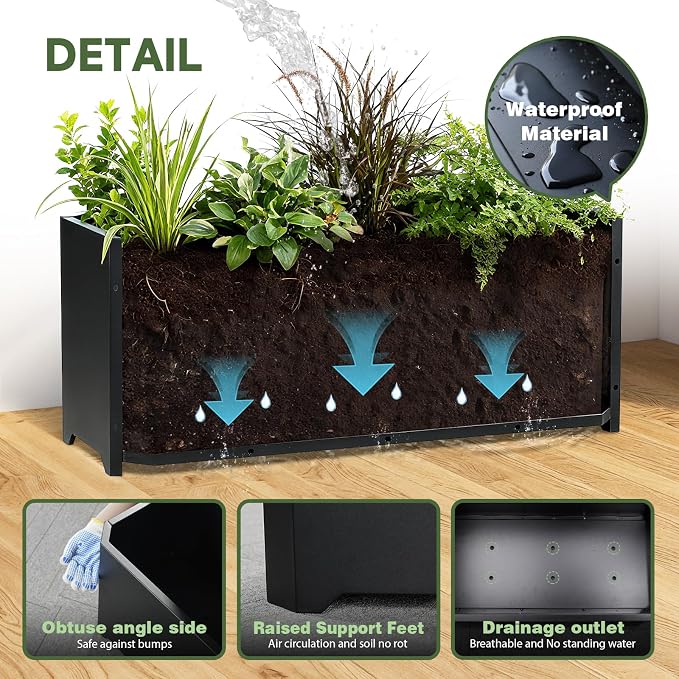 Steel Planter Box-36"x15"x15"-Large Rectangular Planters - Image 2