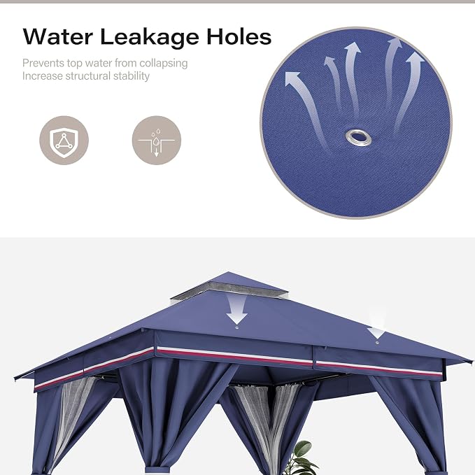 LAUSAINT HOME Semi-Permanent Outdoor Patio Gazebo 8'x8', Heavy Duty Party Tent - Image 6