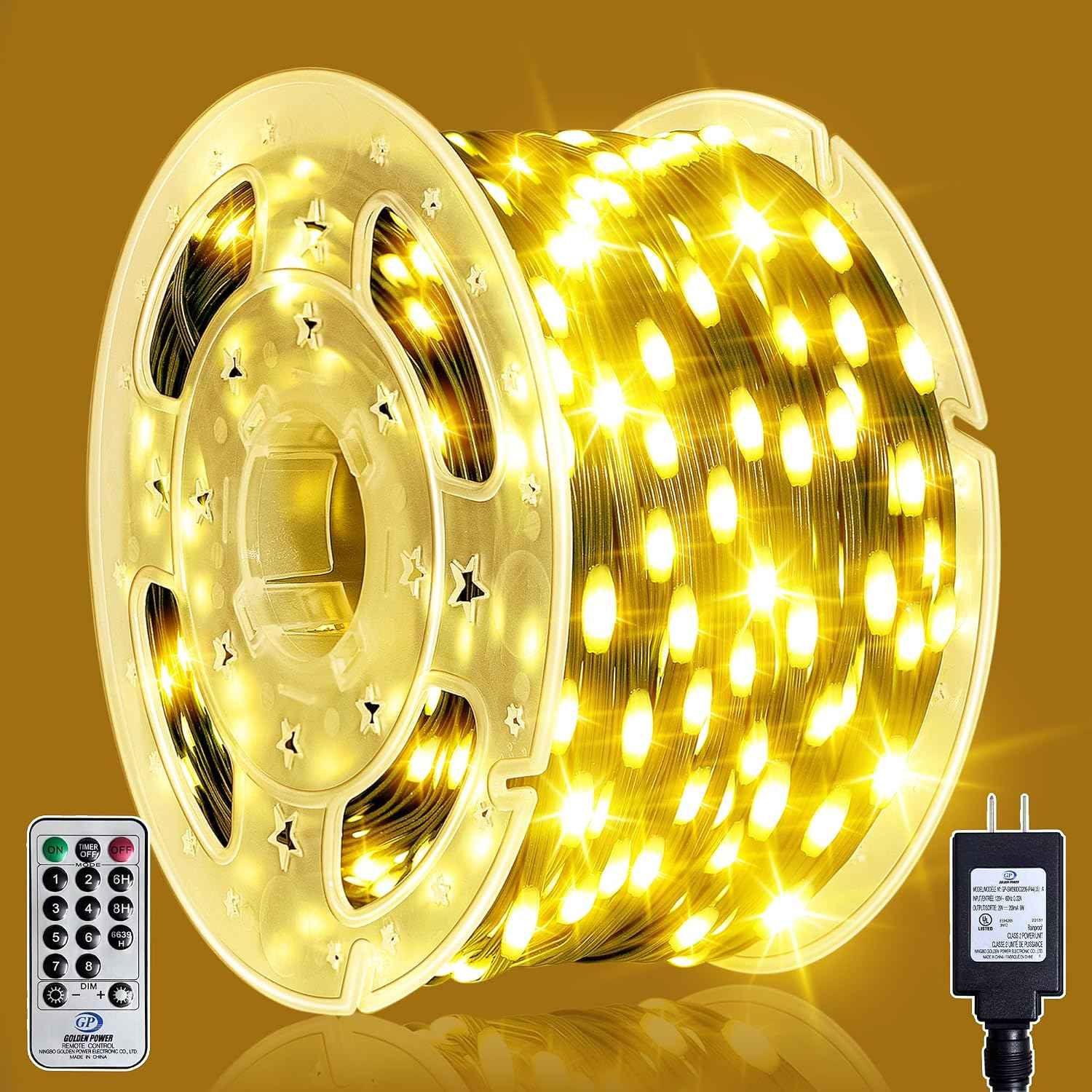 264FT 800 LED Outdoor String Lights Plug in IP67 Waterproof Twinkle Lights with Remote Dimmable 8 Modes Warm White Decorative Lights for Outside Backyard Porch Summer Christmas