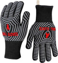 QUWIN BBQ Gloves, 1472°F Heat Resistant Grilling Gloves Silicone Non-Slip Oven Mitts, Kitchen Gloves for BBQ, Grilling, Cooking, Baking(One Size Fits Most, Black)- 1 Pair