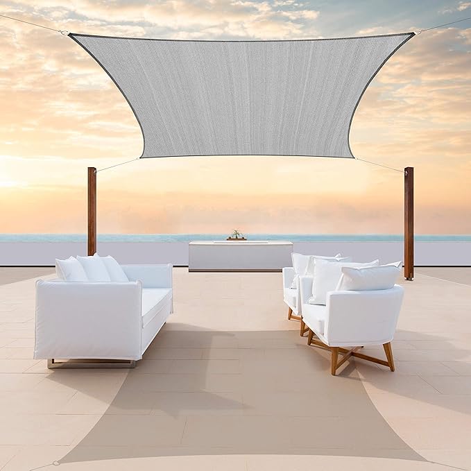 ColourTree TAPR1616 Custom Size 11' x 17' Grey Sun Shade Sail Canopy UV Block by ColourTree