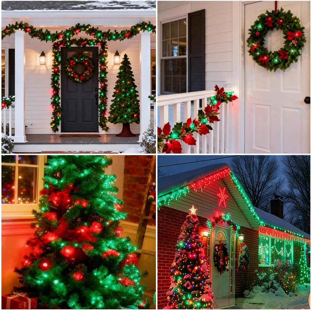 Green and Red Christmas Lights,23.3FT-70 Lights LED String Lights Commercial Grade Waterproof for Holiday Decoration, Christmas Decorations