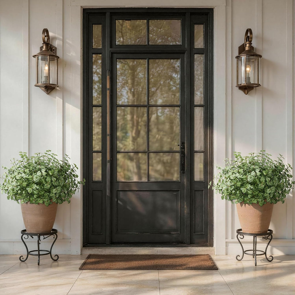 Ivydale Artificial Plants Outdoor UV Resistant 5 Pcs (Green) | Faux Greenery Plants Outdoor Silk Plants with Stems, Fake Plants for Outside Planter Front Porch Patio Pathway Decoration