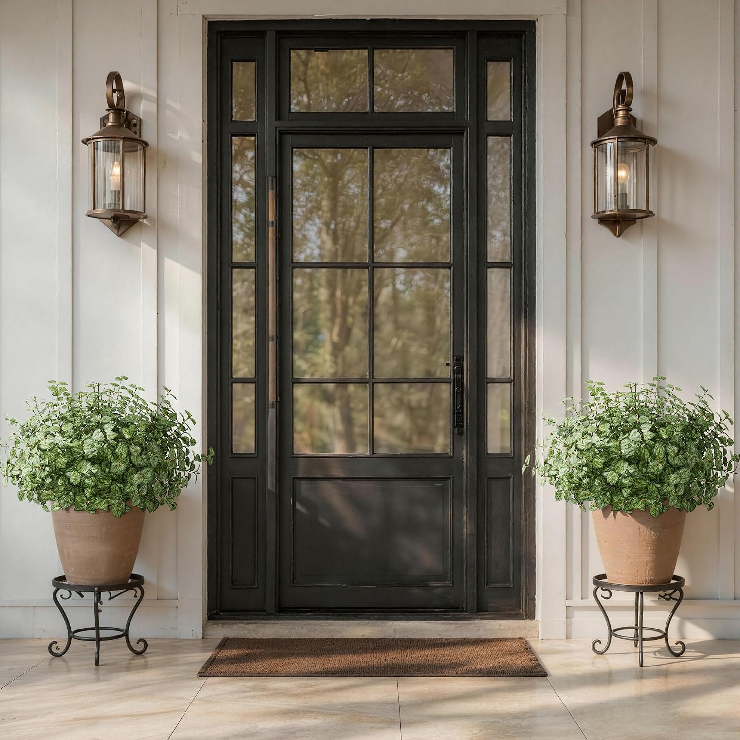Ivydale Artificial Plants Outdoor UV Resistant 5 Pcs (Green) | Faux Greenery Plants Outdoor Silk Plants with Stems, Fake Plants for Outside Planter Front Porch Patio Pathway Decoration