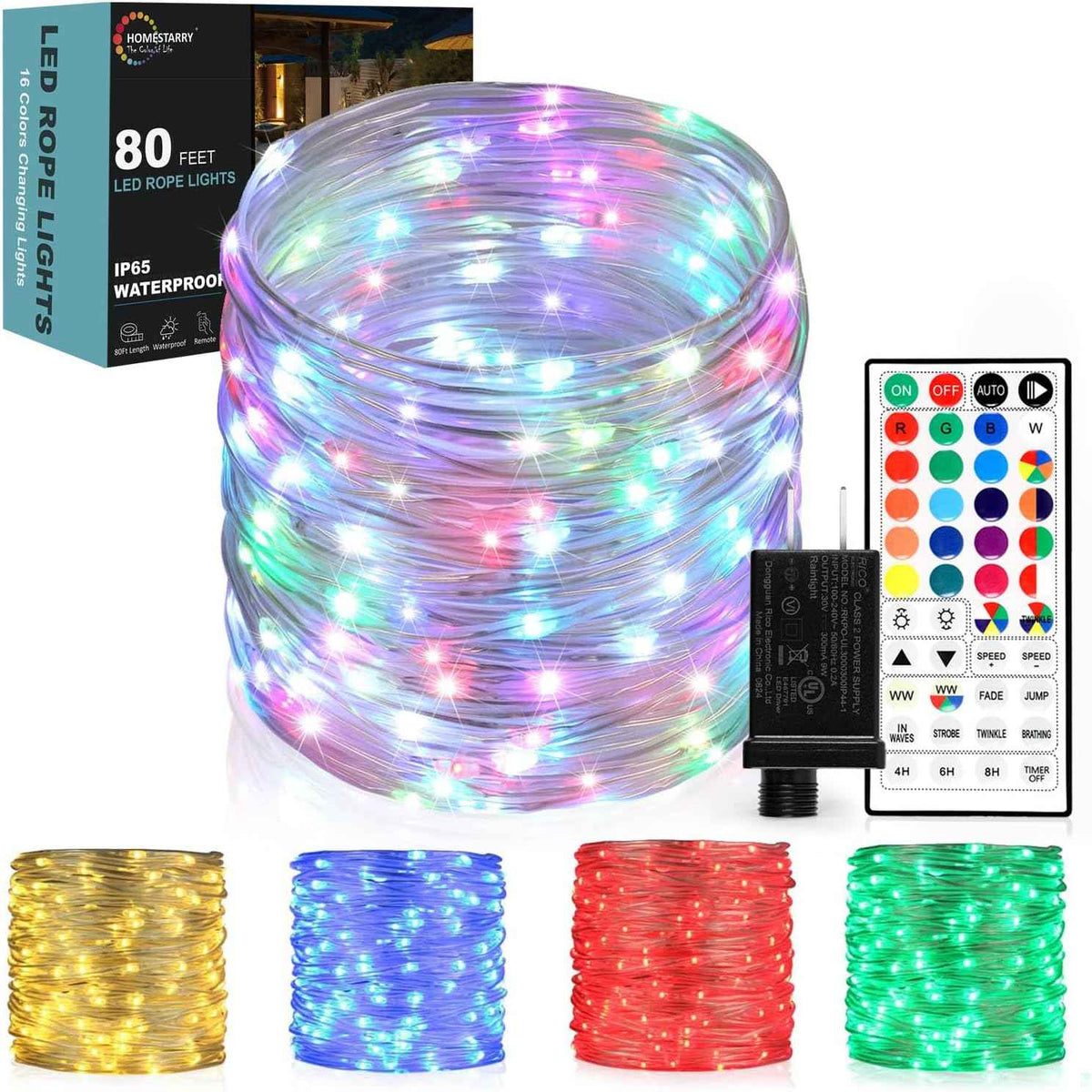 Outdoor String Lights, Rope Lights with Remote, Waterproof String Lights Outdoor Fairy Lights Twinkle Lights for Wedding, Patio, Pool, Christmas