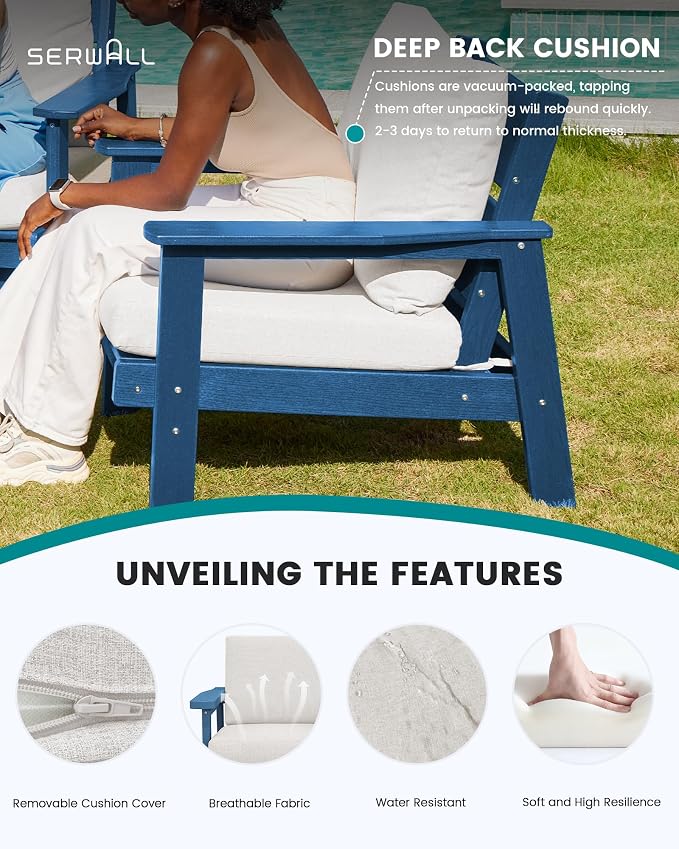 SERWALL HDPE Outdoor Patio Loveseat - Image 3