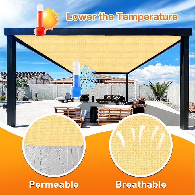 Artpuch Outdoor Pergola Shade Cover 11x12 FT Sun Shade Cloth - Image 4