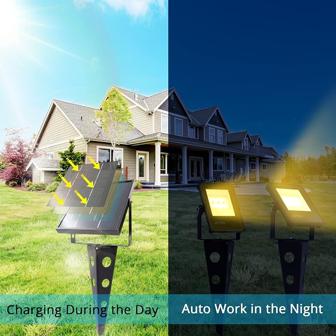 Solar Spotlights Outdoor Waterproof, Zeta 6-in-1 Spot Lights Metal Warm White - Image 6