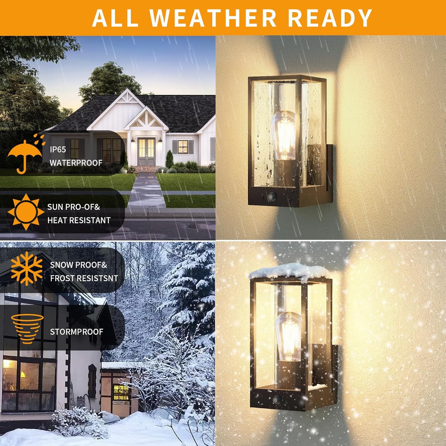 Outdoor Wall Light with Mount,Exterior Wall Lighting, Aluminum Waterproof Porch Light Fixture for Front Door, Patio,Black
