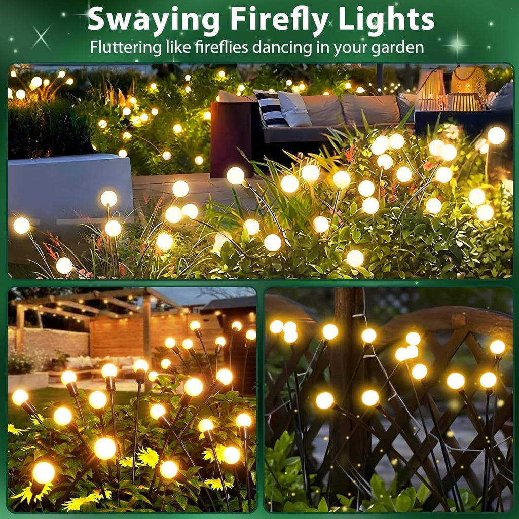 6 Pack Solar Garden Lights Outdoor Waterproof Firefly Lights Warm White | 2 Lighting Mode, Auto On/Off, Sway with Wind, Waterproof Solar lights Outdoor for Garden Yard Pathway Landscape Decorations