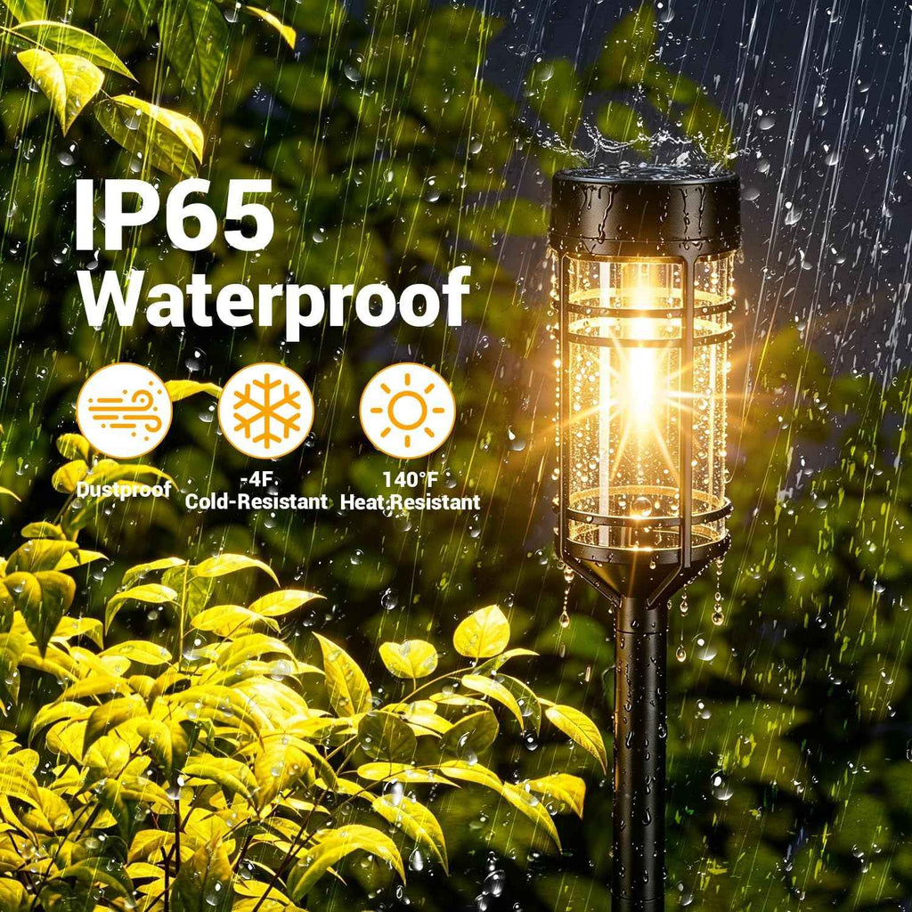 Amzarp 8 Pack Solar Garden Lights, Outdoor Bright LED Solar Pathway Lights | IP65 Waterproof Rugged Shatterproof Auto On/Off for Landscape Garden Yard Walkway Driveway Lawn Lighting（3000K Warm White）
