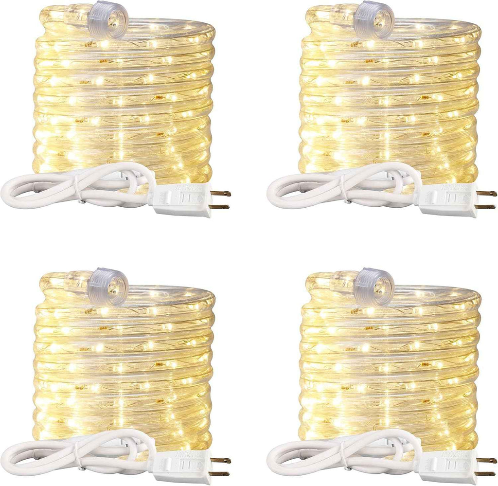 LED Light Rope, 48ft Waterproof Flexible Strip Lights, Indoor/ Outdoor, Connectable 2700K Warm White Landscape Tube Lighting for Bedroom, Home Decor, Garden, Patio, Porch, Yard, Deck, Party Holiday