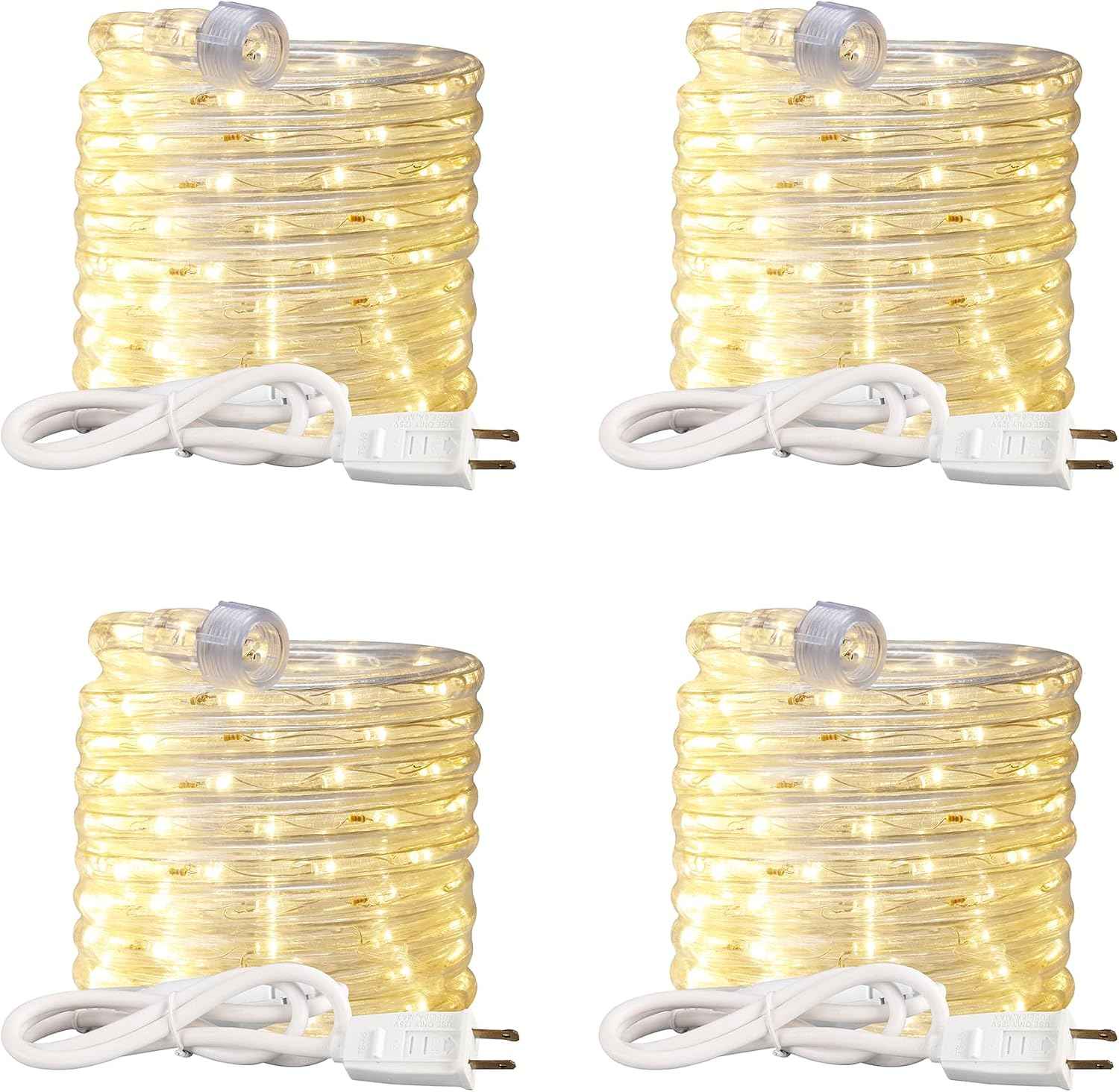 LED Light Rope, 48ft Waterproof Flexible Strip Lights, Indoor/ Outdoor, Connectable 2700K Warm White Landscape Tube Lighting for Bedroom, Home Decor, Garden, Patio, Porch, Yard, Deck, Party Holiday
