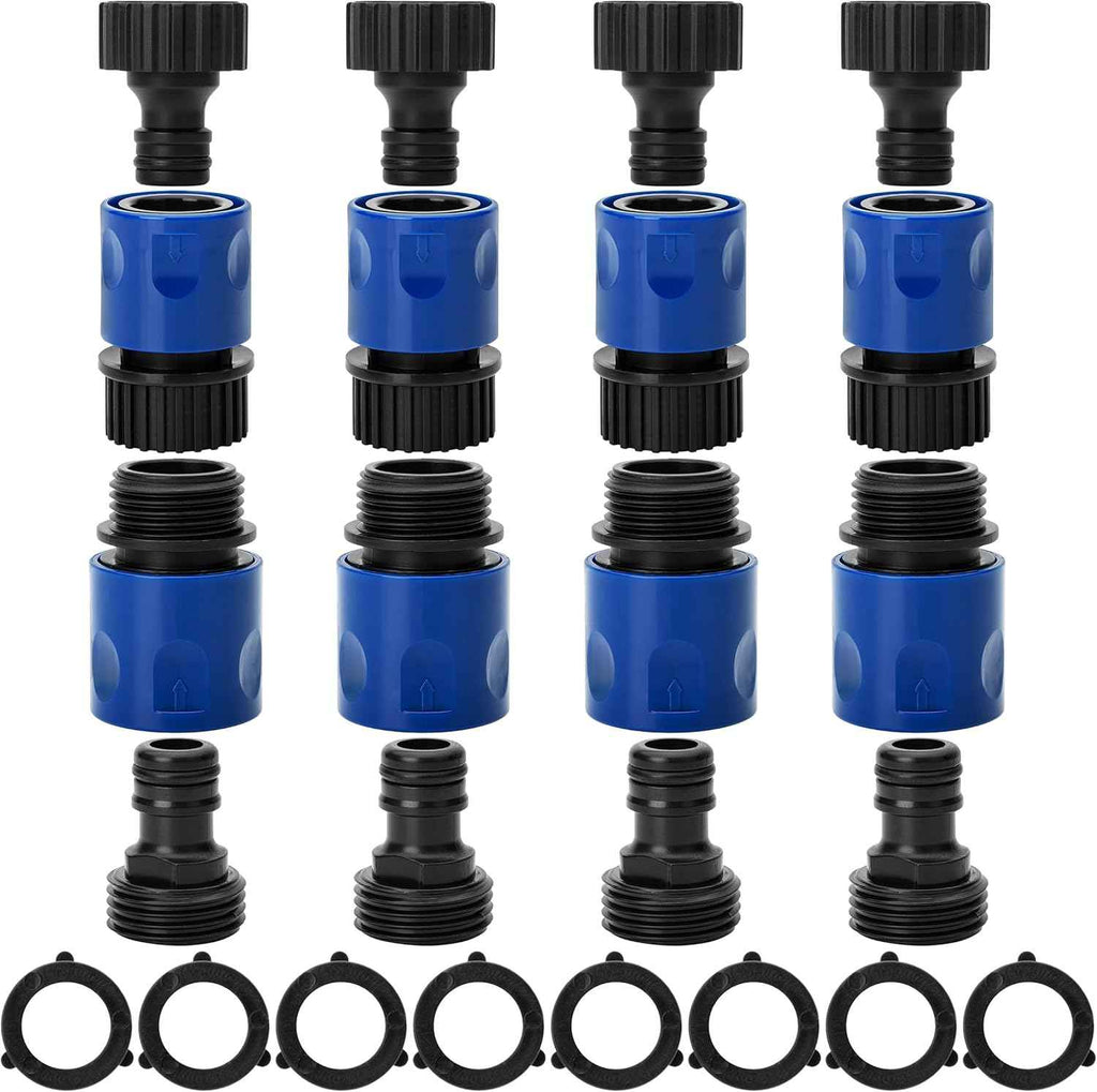 Bates- Garden Hose Quick Connectors, 4 Set, 3/4" Male Female Hose Fittings | Quick Release Plastic Water Hose Connector for Garden Irrigation & Outdoor Use