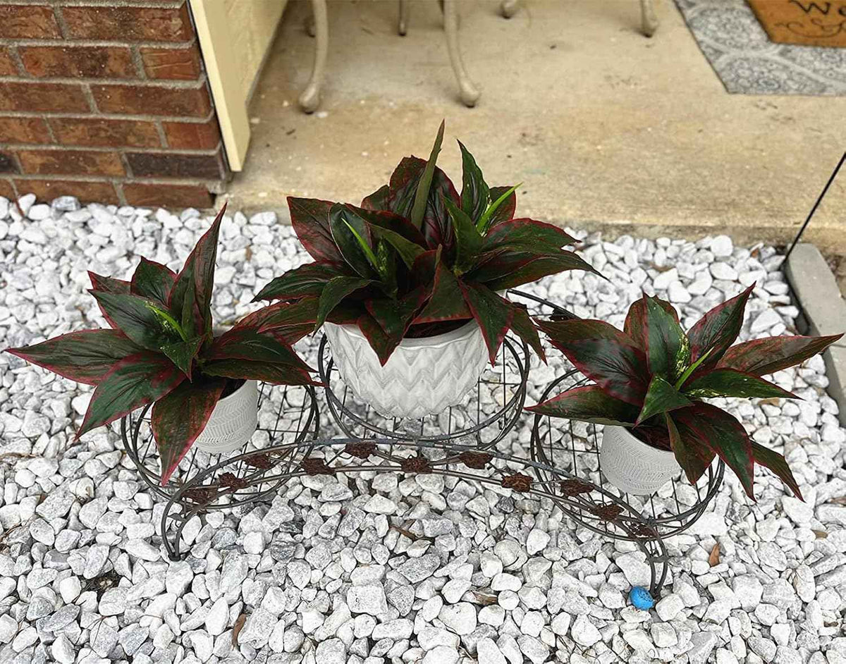 CATTREE Fake Plants Artificial Plant Outdoor Shrubs Faux Grass Plastic Leaves Greenery Bushes Home Garden Wedding Party Decorations Indoor Office Yard UV Resistant Planter Filler Red 2 Pack