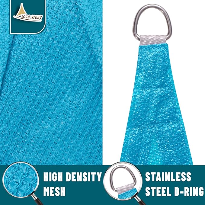 LOVE STORY Custom Size 6'x7' Turquoise Blue Sun Shade Sail Rectangle UV Block - Image 5
