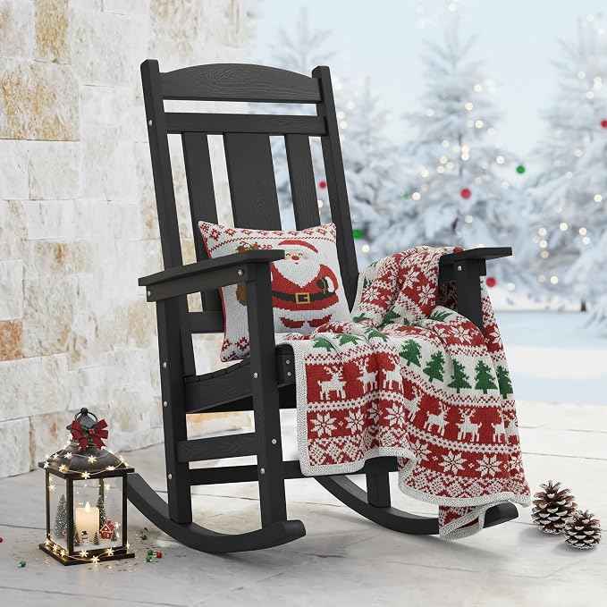 LUE BONA Rocking Chair Outdoor, Weather Resistant Poly Plastic Rocker Chairs