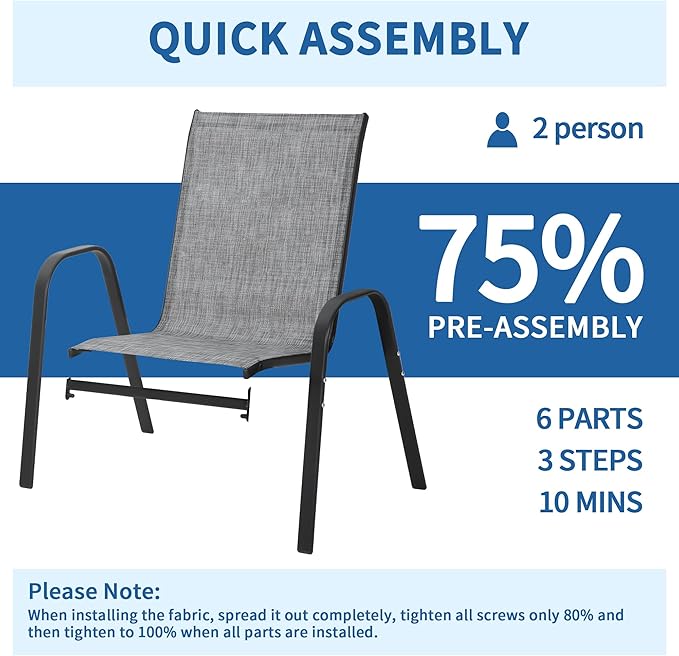 PIZZELLO Patio Chairs Set of 8 - Image 6