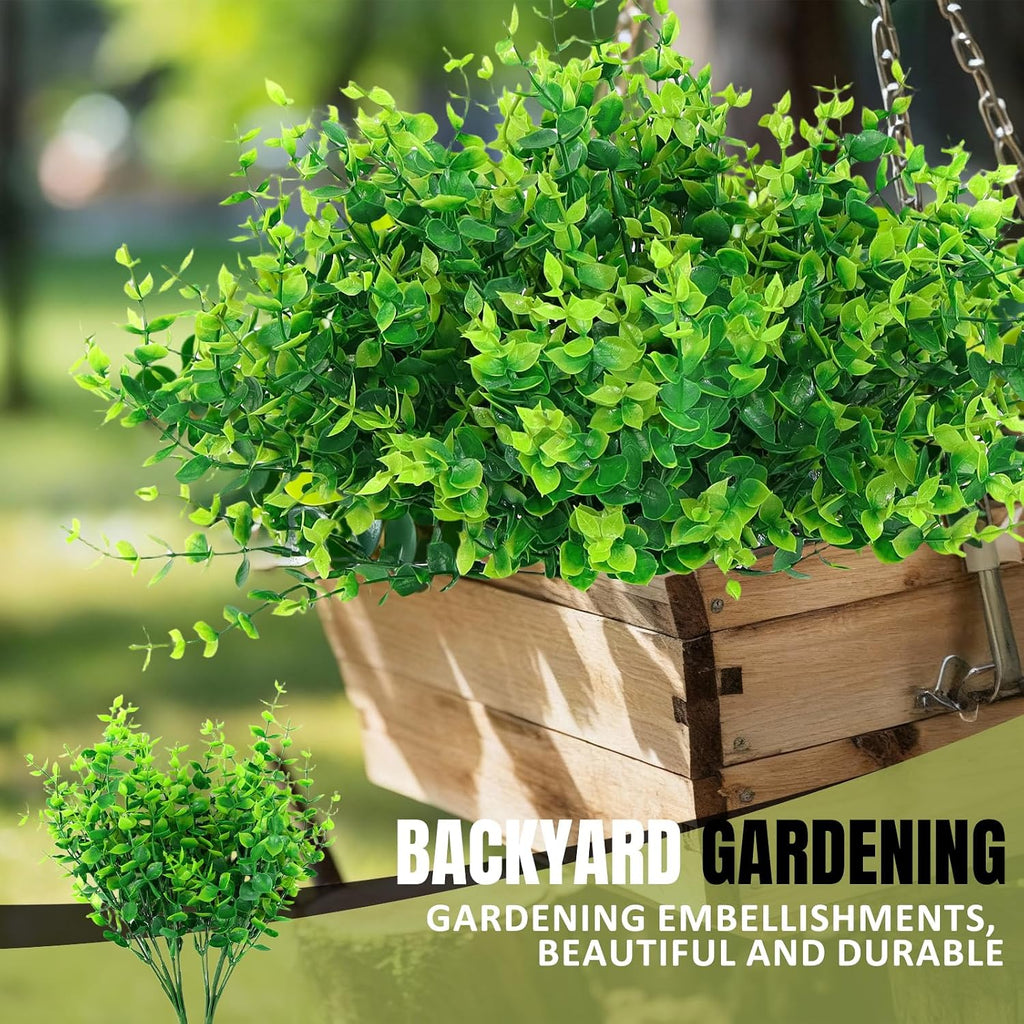 Outdoor Artificial Greenery Plants 8 Pcs UV Resistant Non-Fading Boxwood Shrubs Fake Bushes