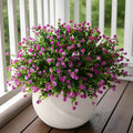 Artificial Flowers Outdoor Fake Plants with Eucalyptus Leaves- 12 Bundles UV Resistant Faux Plastic Greenery for Home, Garden, Porch, and Patio Decoration (Magenta)