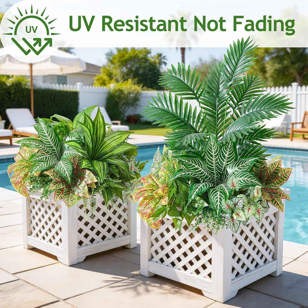 Alecono Artificial Plants Outdoor 11 Bundles UV Resistant Fake Greenery | Maintenance-Free Faux Stems for Window Box, Porch, Patio Decor & Outdoor Planters (No Planter Included)