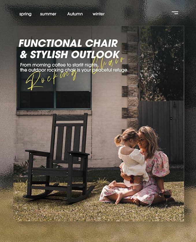 KINGYES Oversized Outdoor Rocking Chair, All-Weather Patio Rocking Chairs - Image 8